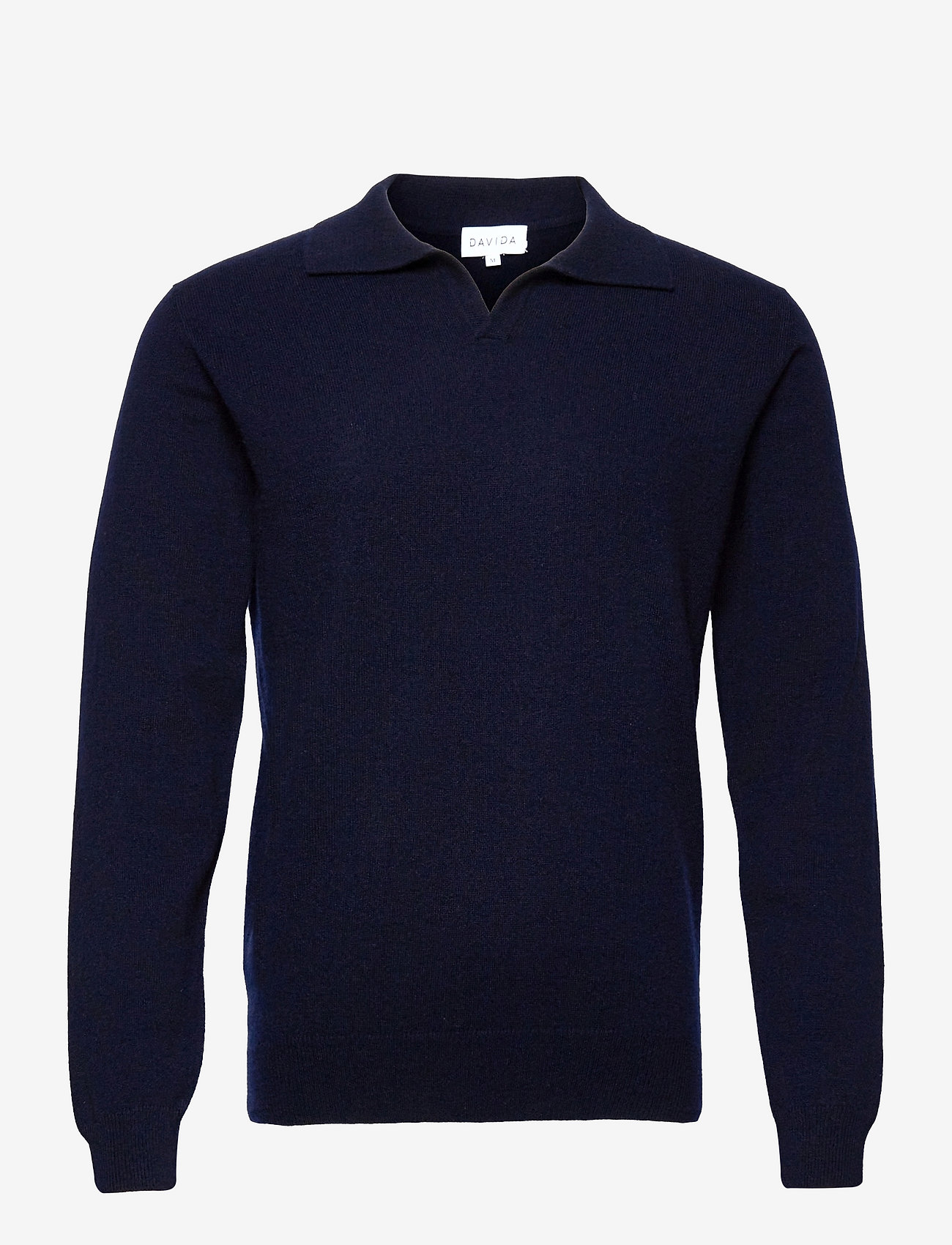 Davida Cashmere - Man Open Collar Sweater - navy - 0