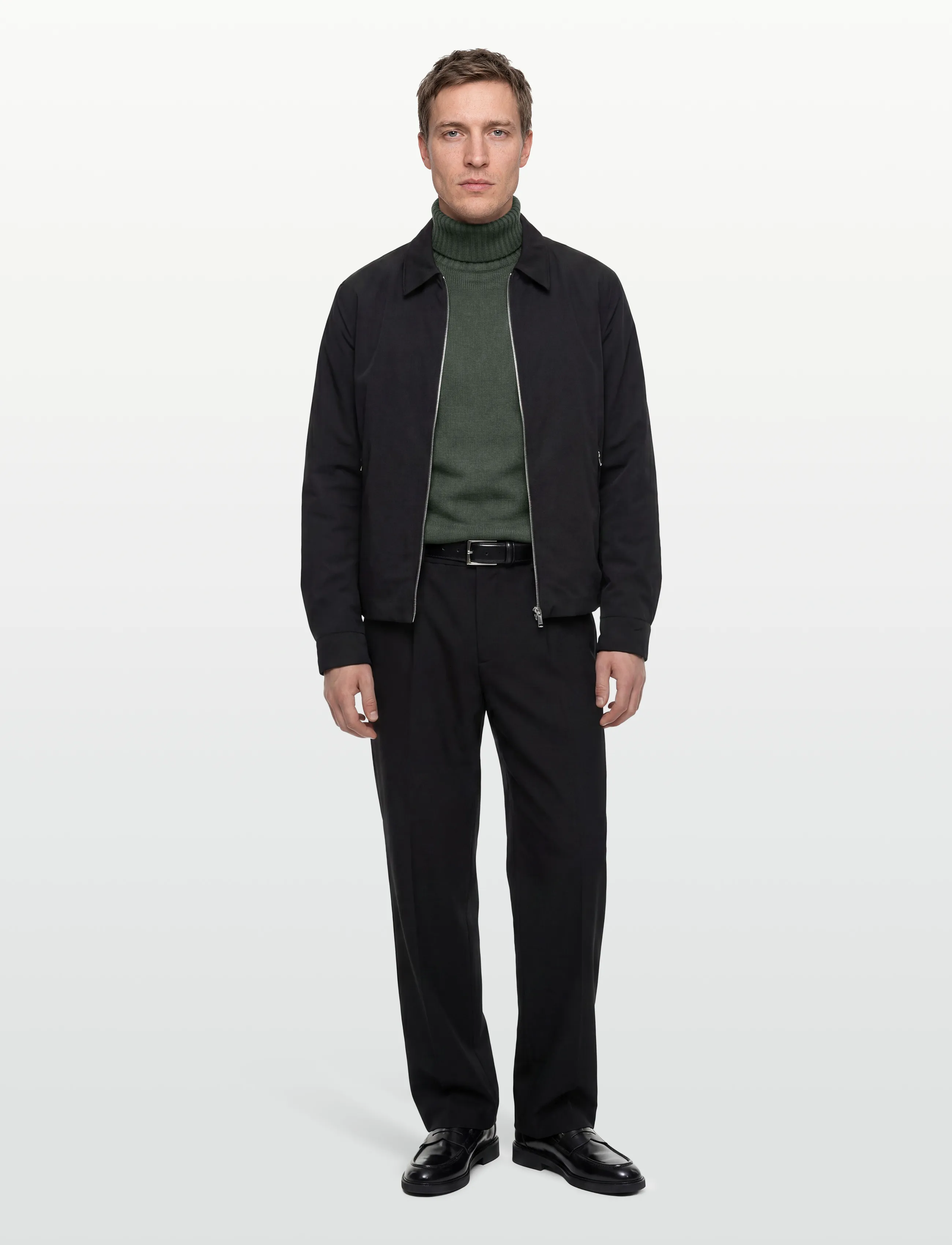 Davida Cashmere Man Chunky Roll Neck Sweater, S, Knitwear, Khakigrün - Turtlenecks, Männerswear