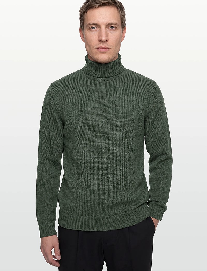 Davida Cashmere - Man Chunky Roll Neck Sweater - rullekraver - army green - 3