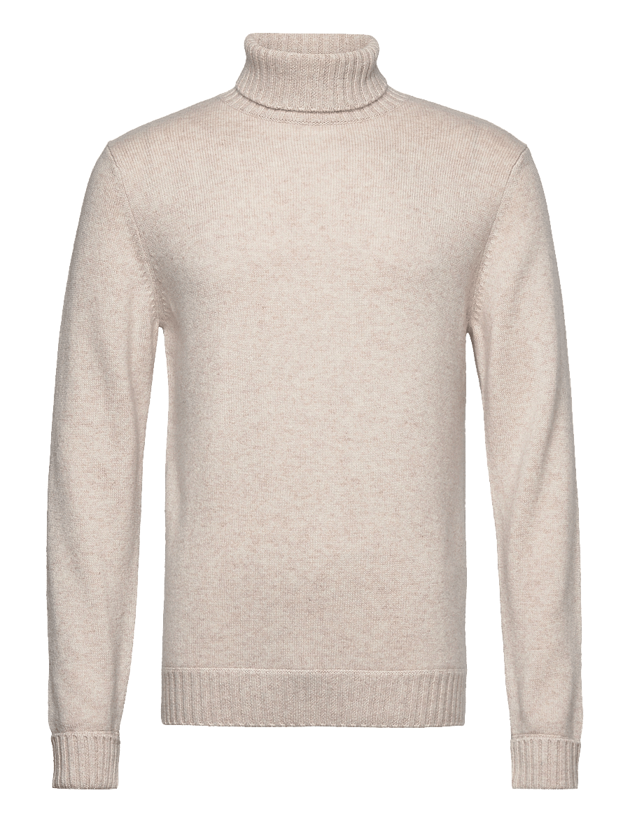 Davida Cashmere - Man Chunky Roll Neck Sweater - turtlenecks - light beige - 0