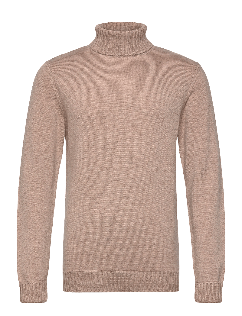 Davida Cashmere - Man Chunky Roll Neck Sweater - polokrage - sand - 0
