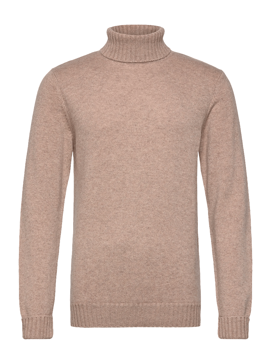 Davida Cashmere - Man Chunky Roll Neck Sweater - poolokaulus - sand - 0