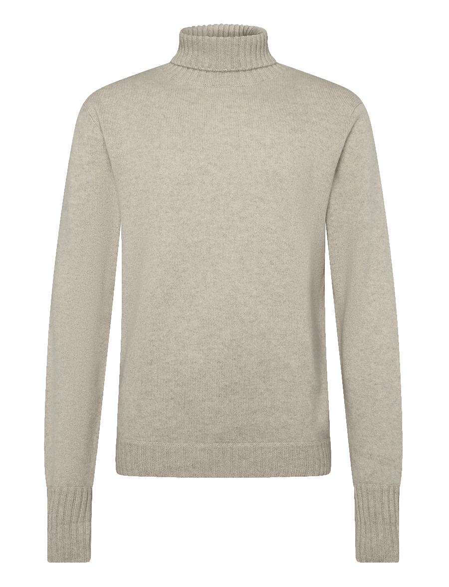 Davida Cashmere - man chunky roll neck sweater - kõrge kaelusega - sand - 0