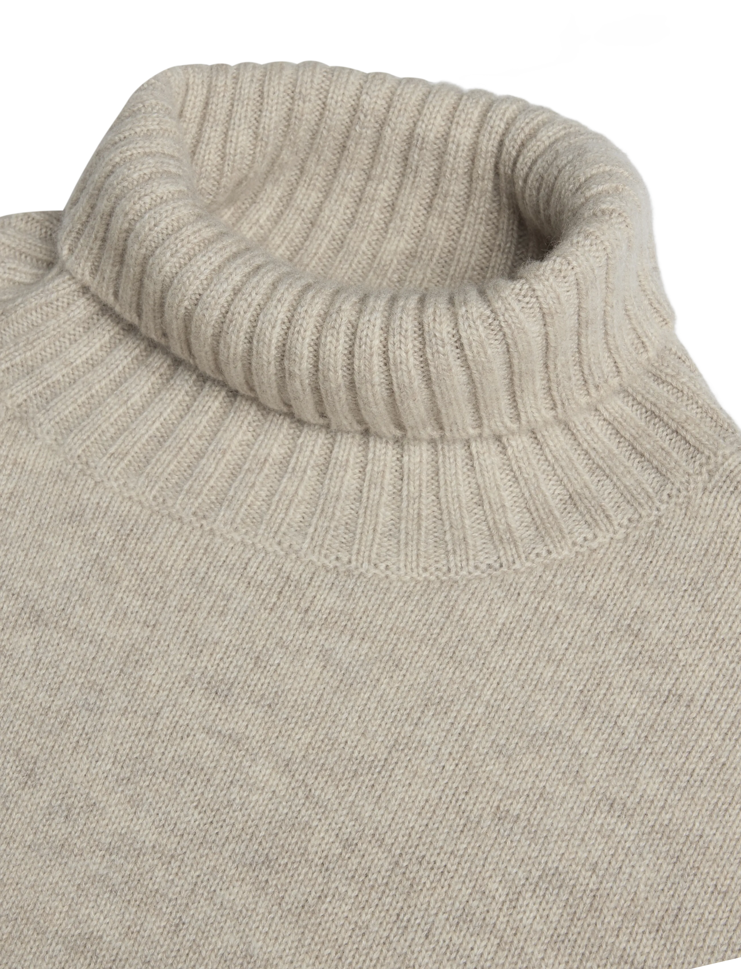 Davida Cashmere - man chunky roll neck sweater - kõrge kaelusega - sand - 2