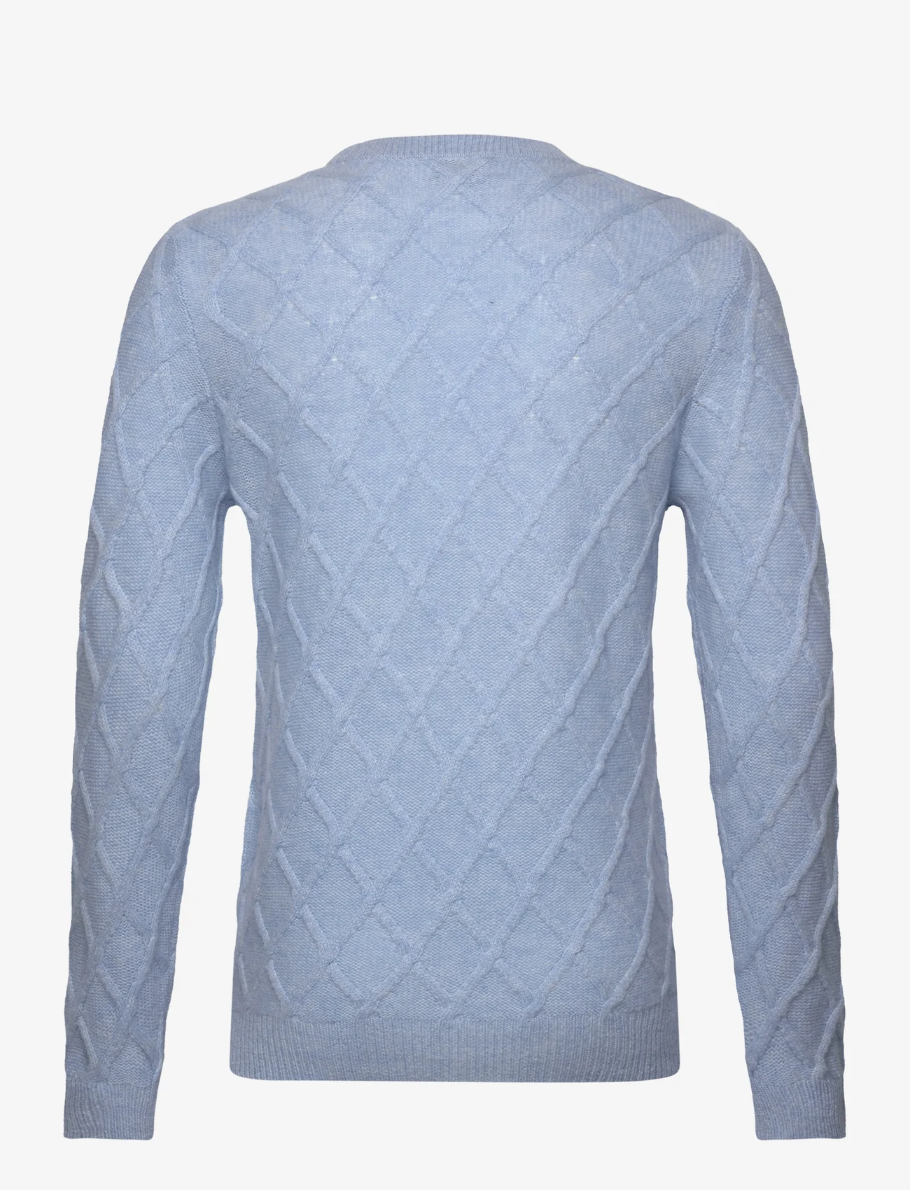 Davida Cashmere - Man O-neck Cable Sweater - adījumi ar apaļu kakla izgriezumu - blue fog - 1