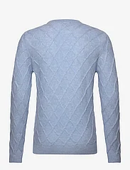 Davida Cashmere - Man O-neck Cable Sweater - megztinis su apvalios formos apykakle - blue fog - 1