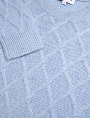 Davida Cashmere - Man O-neck Cable Sweater - knitted round necks - blue fog - 2