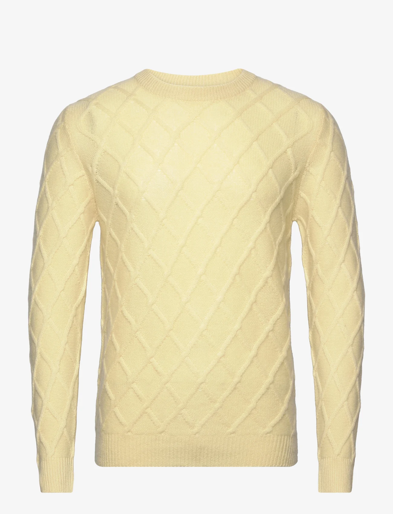 Davida Cashmere - Man O-neck Cable Sweater - megztinis su apvalios formos apykakle - citrus - 0