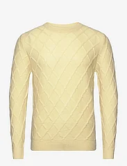 Davida Cashmere - Man O-neck Cable Sweater - Ümmarguse kaelusega kudumid - citrus - 0