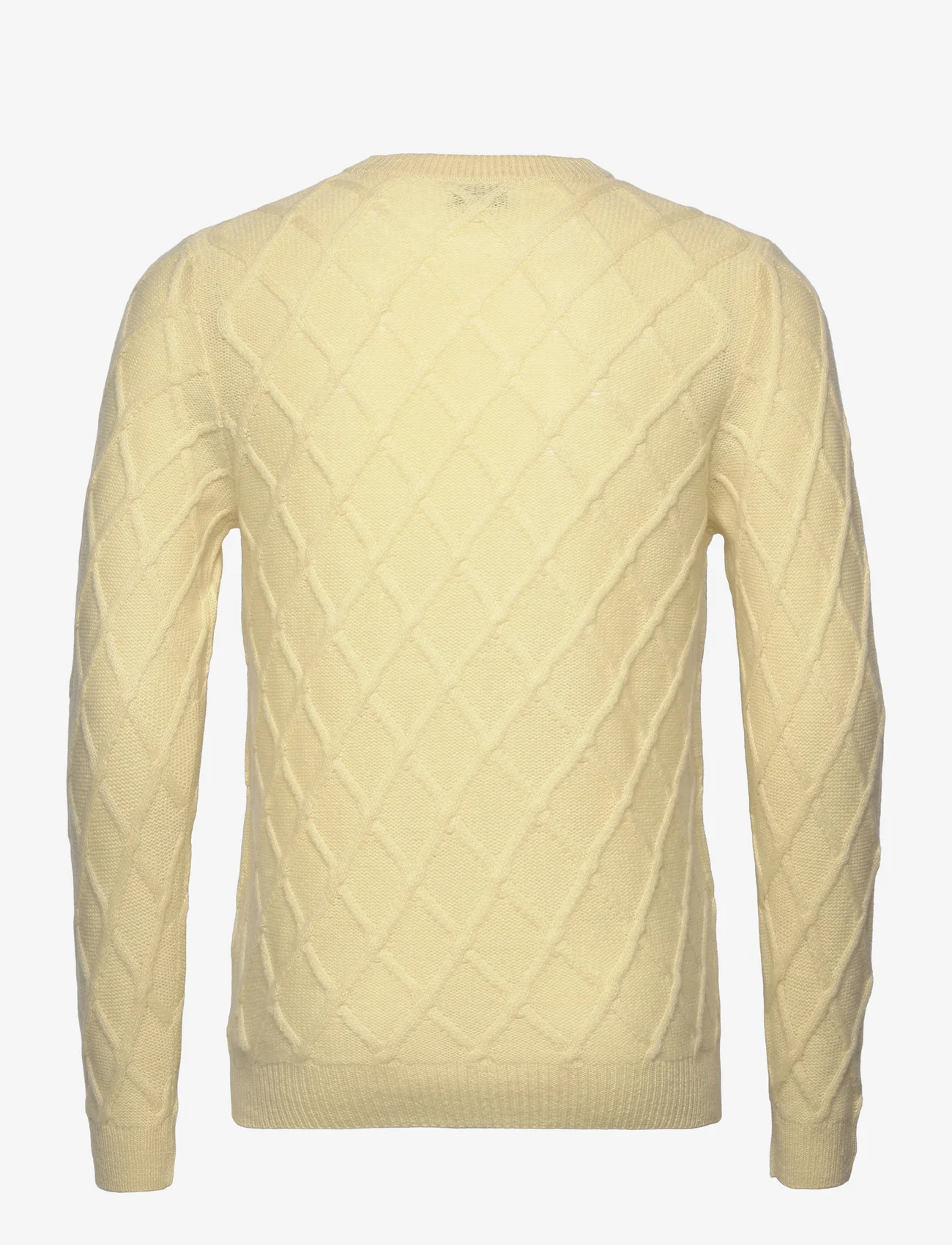 Davida Cashmere - Man O-neck Cable Sweater - strik med rund hals - citrus - 1