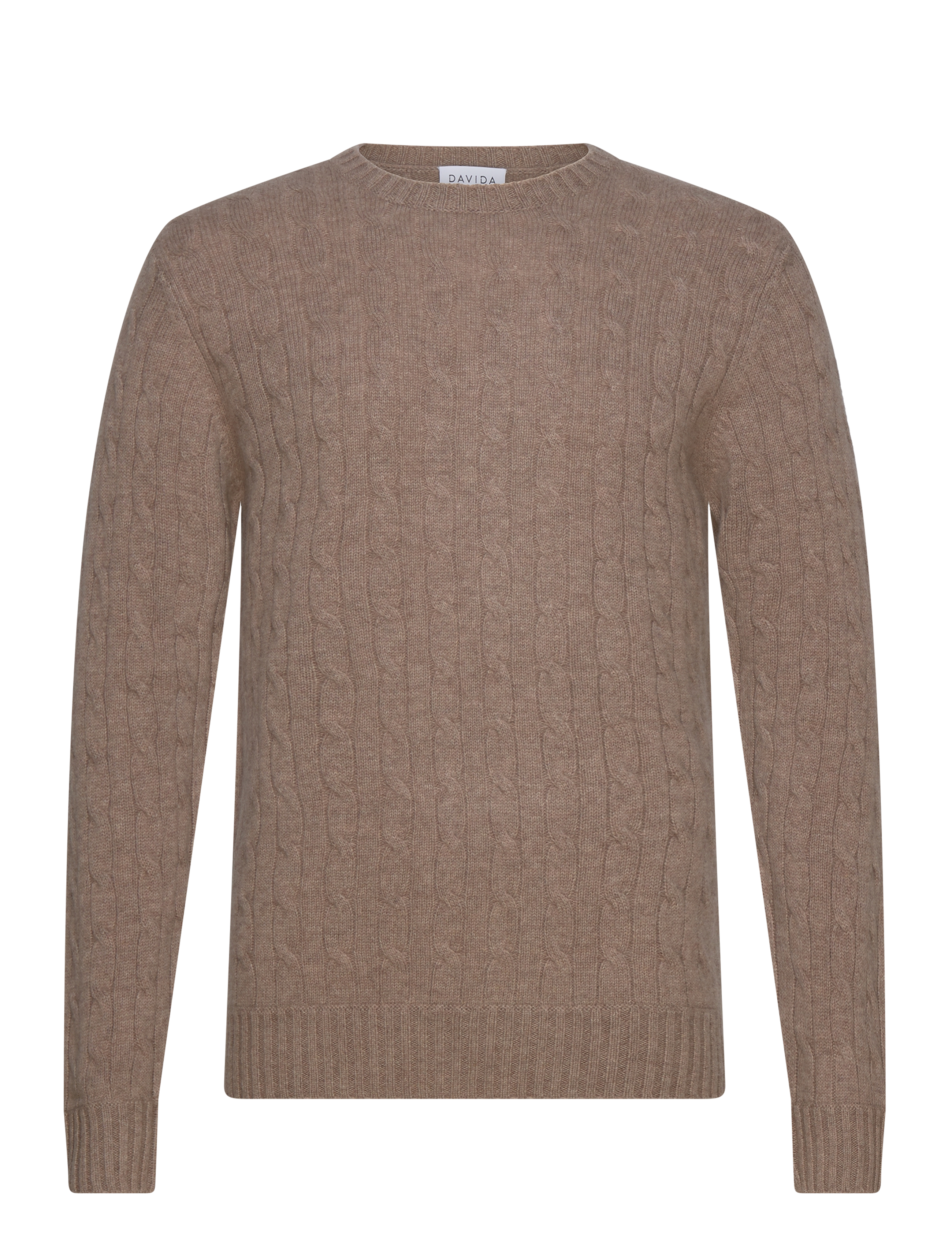 Davida Cashmere Man O-neck Cable Sweater - Rundhals - MINK / brown
