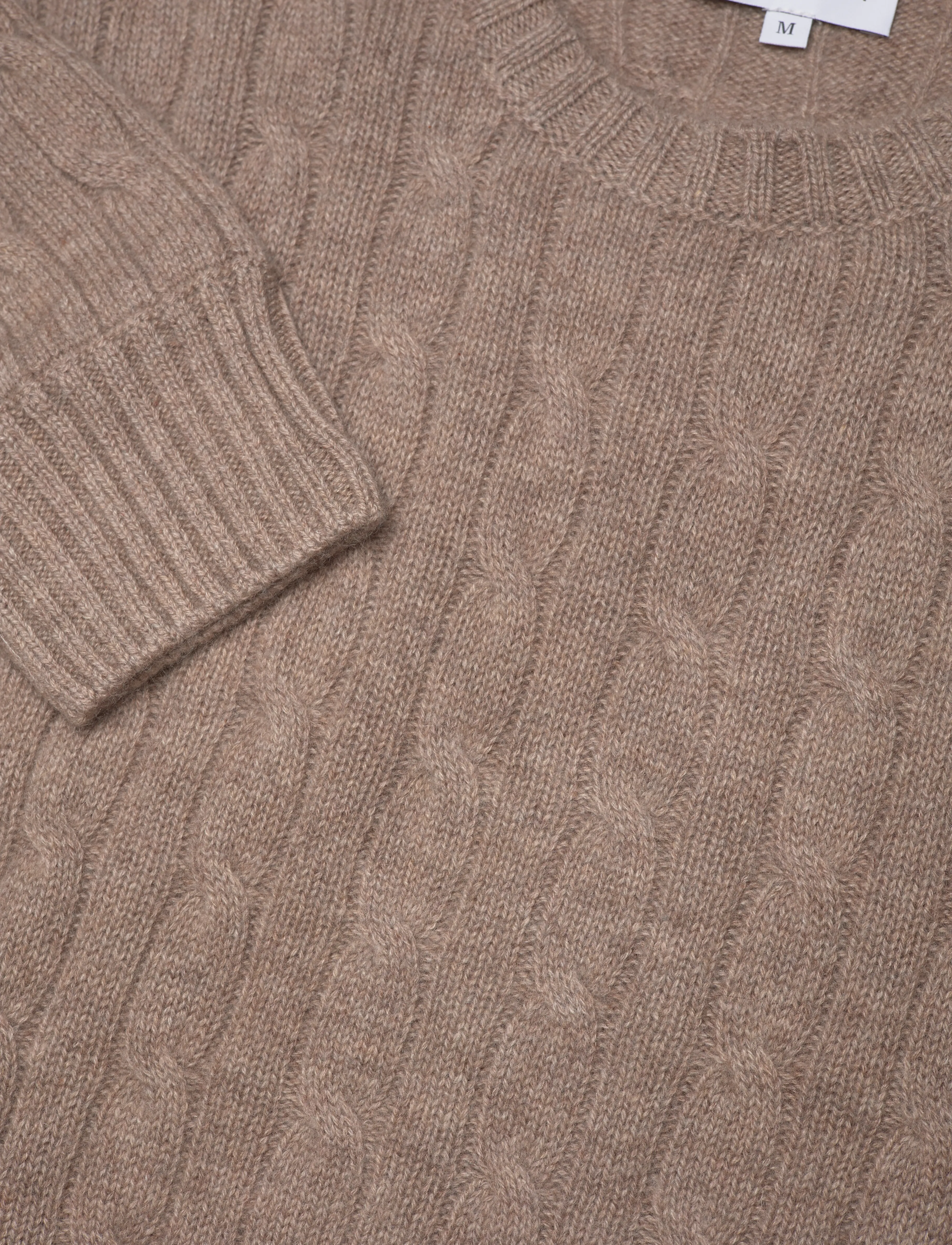 Davida Cashmere - Man O-neck Cable Sweater - mink - 2