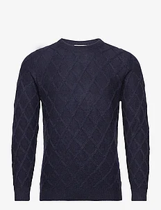Man O-neck Cable Sweater, Davida Cashmere