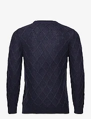 Davida Cashmere - Man O-neck Cable Sweater - okrągły dekolt - navy - 1