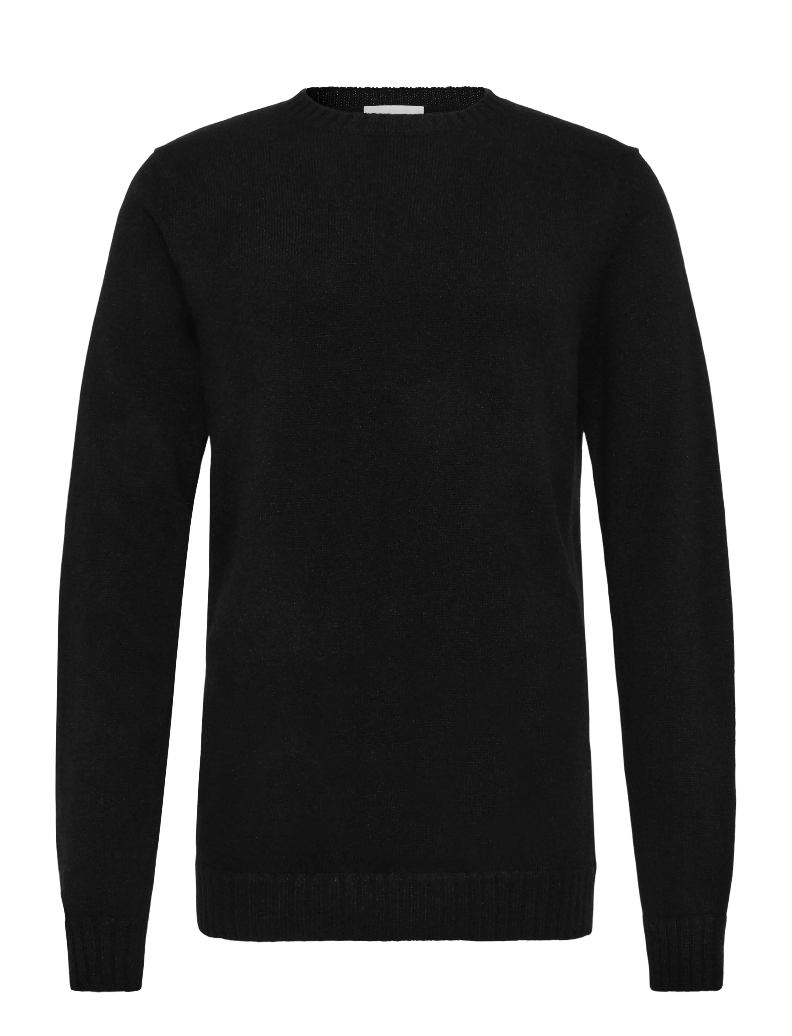 Davida Cashmere Man Chunky O-neck Sweater - Strik - BLACK / black