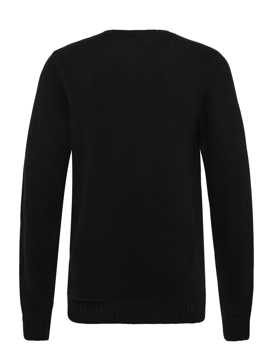 Davida Cashmere - Man Chunky O-neck Sweater - megztiniai su apvalia apykakle - black - 2