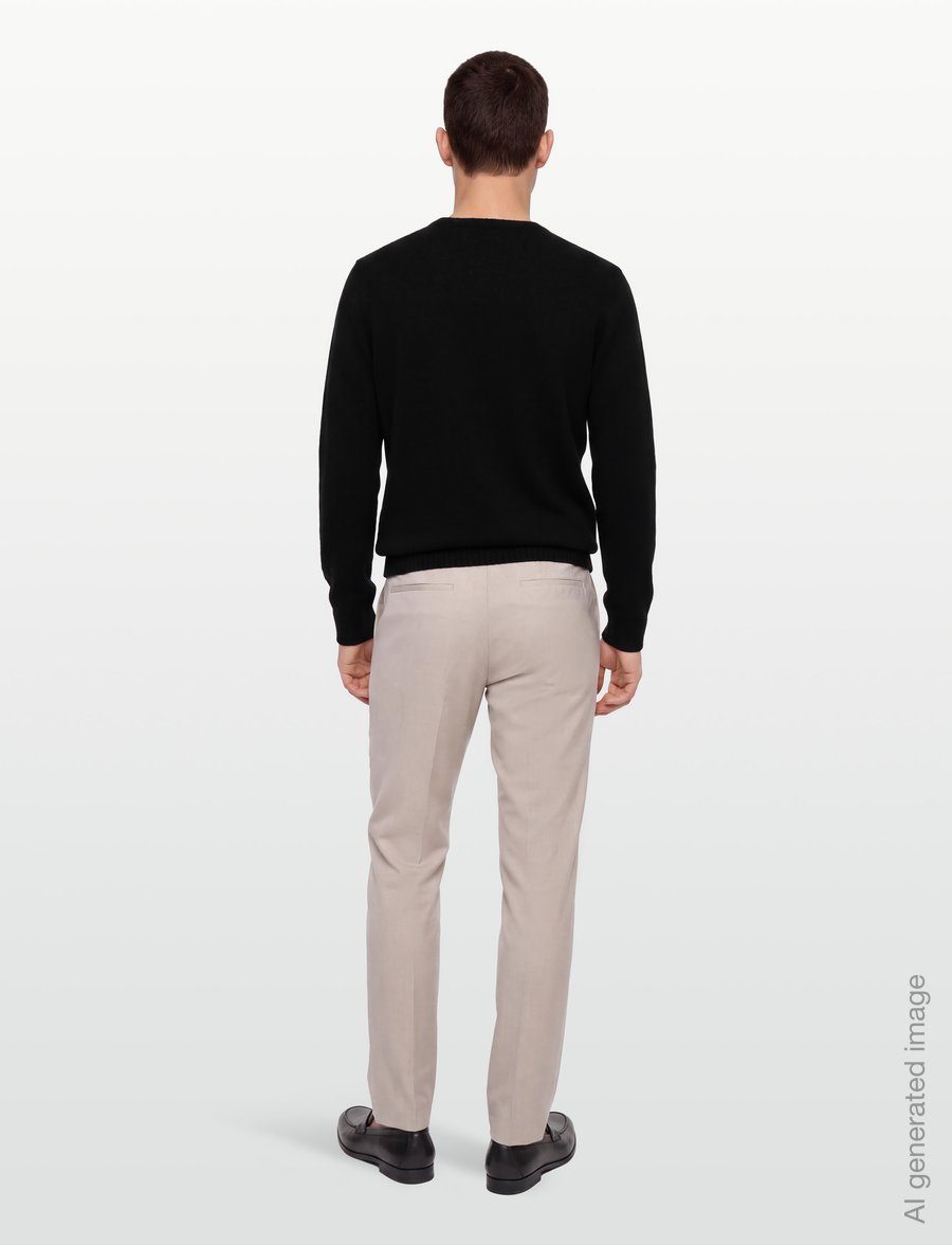 Davida Cashmere - Man Chunky O-neck Sweater - megztiniai su apvalia apykakle - black - 4