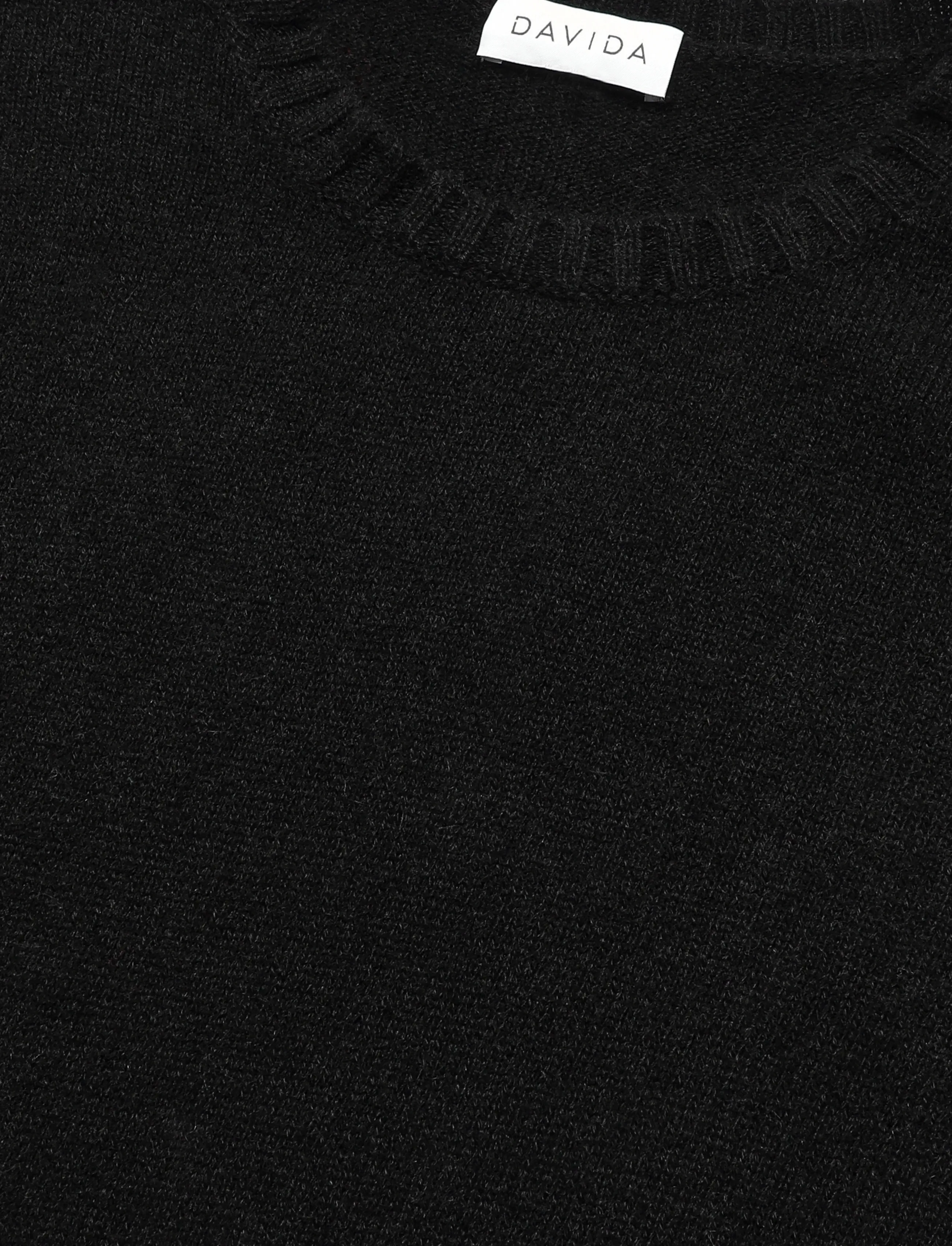 Davida Cashmere - Man Chunky O-neck Sweater - rund hals - black - 5
