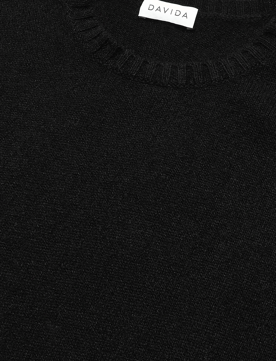 Davida Cashmere - Man Chunky O-neck Sweater - megztiniai su apvalia apykakle - black - 5