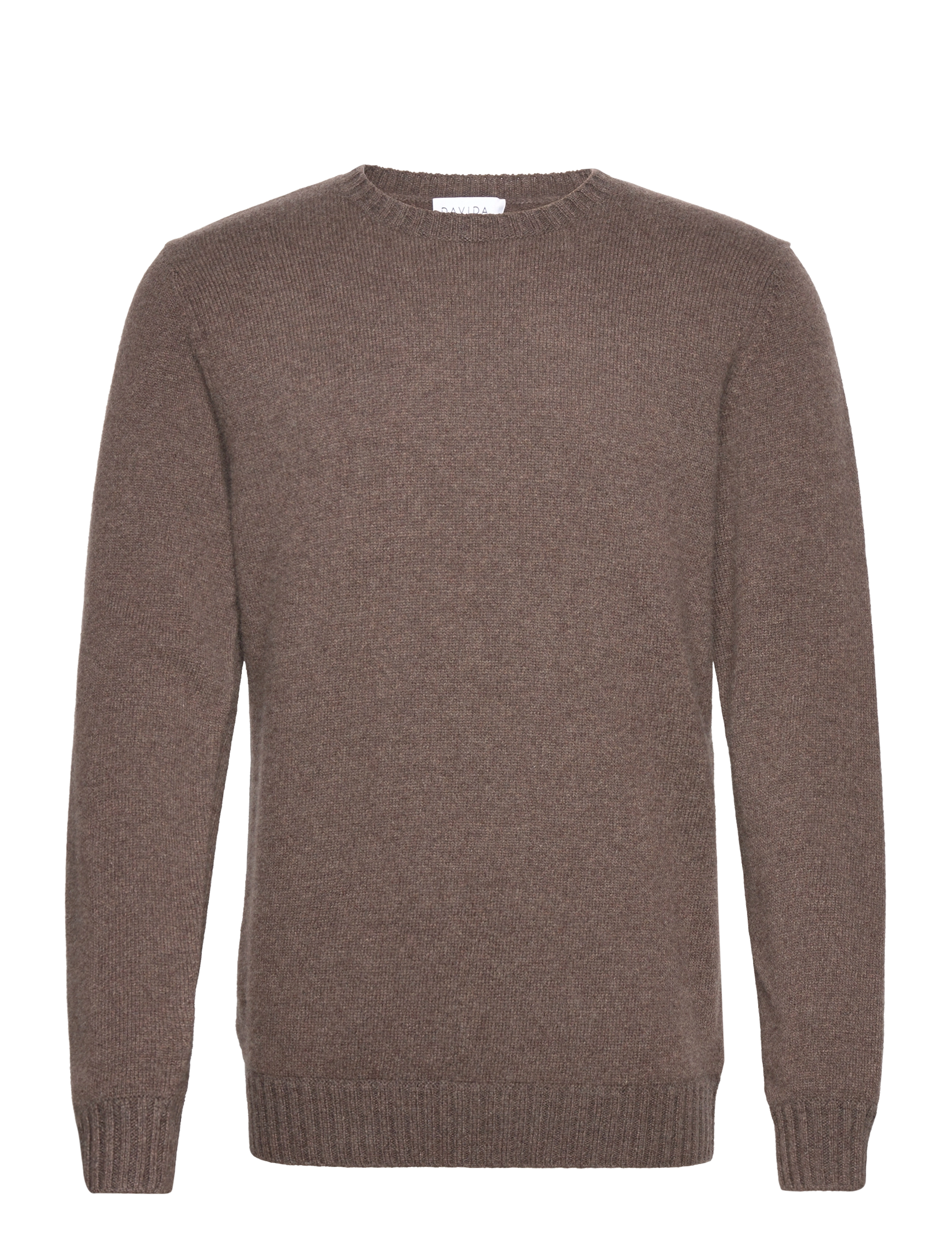 Davida Cashmere man chunky o-neck sweater - Rundhalsad - CACAO / brown