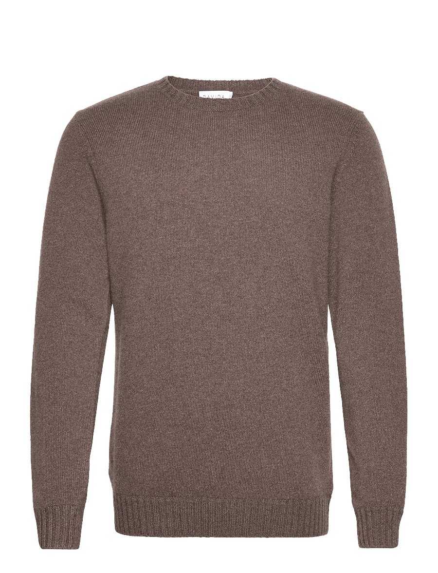 Davida Cashmere - man chunky o-neck sweater - rundhalsad - cacao - 0