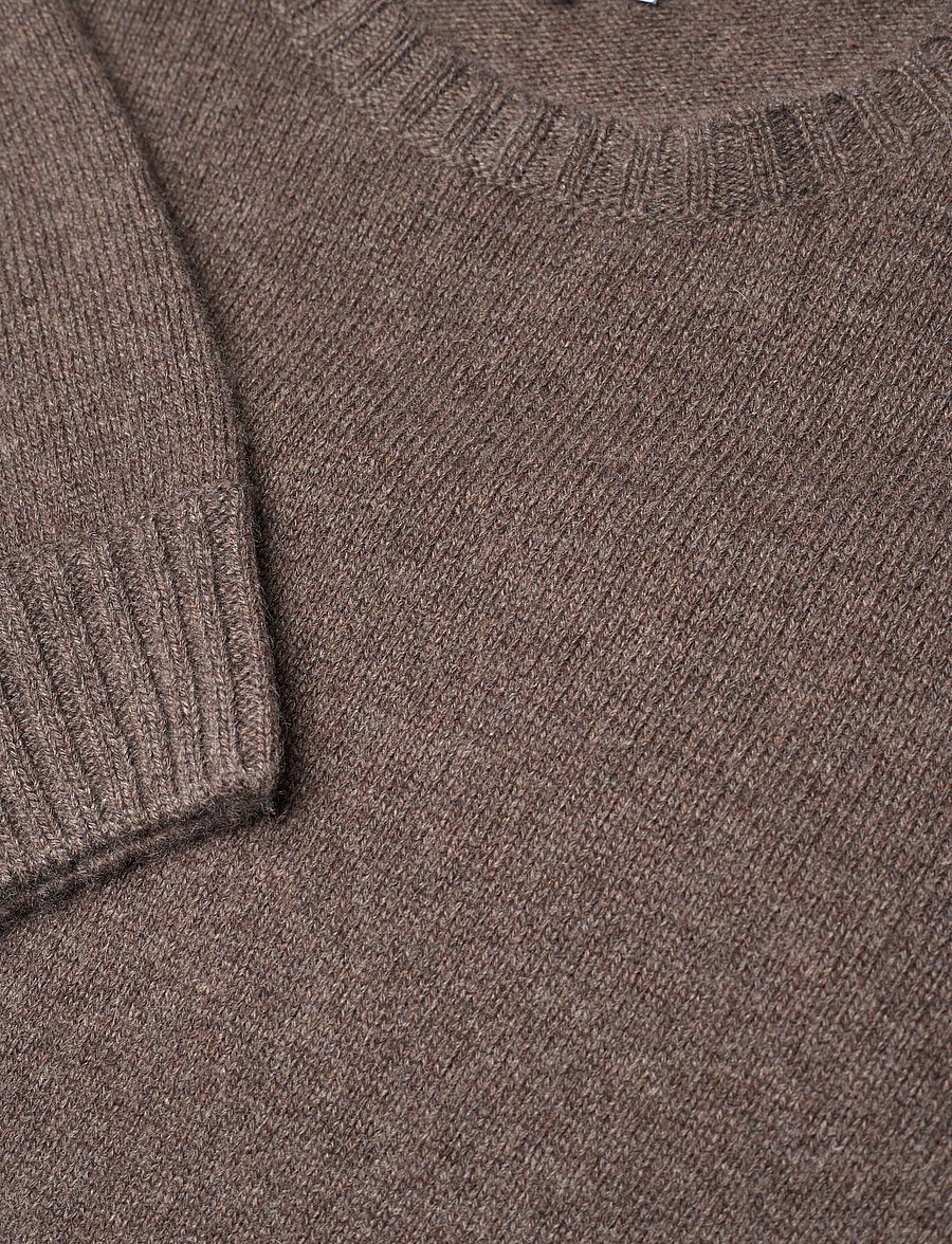 Davida Cashmere - man chunky o-neck sweater - rundhalsad - cacao - 2