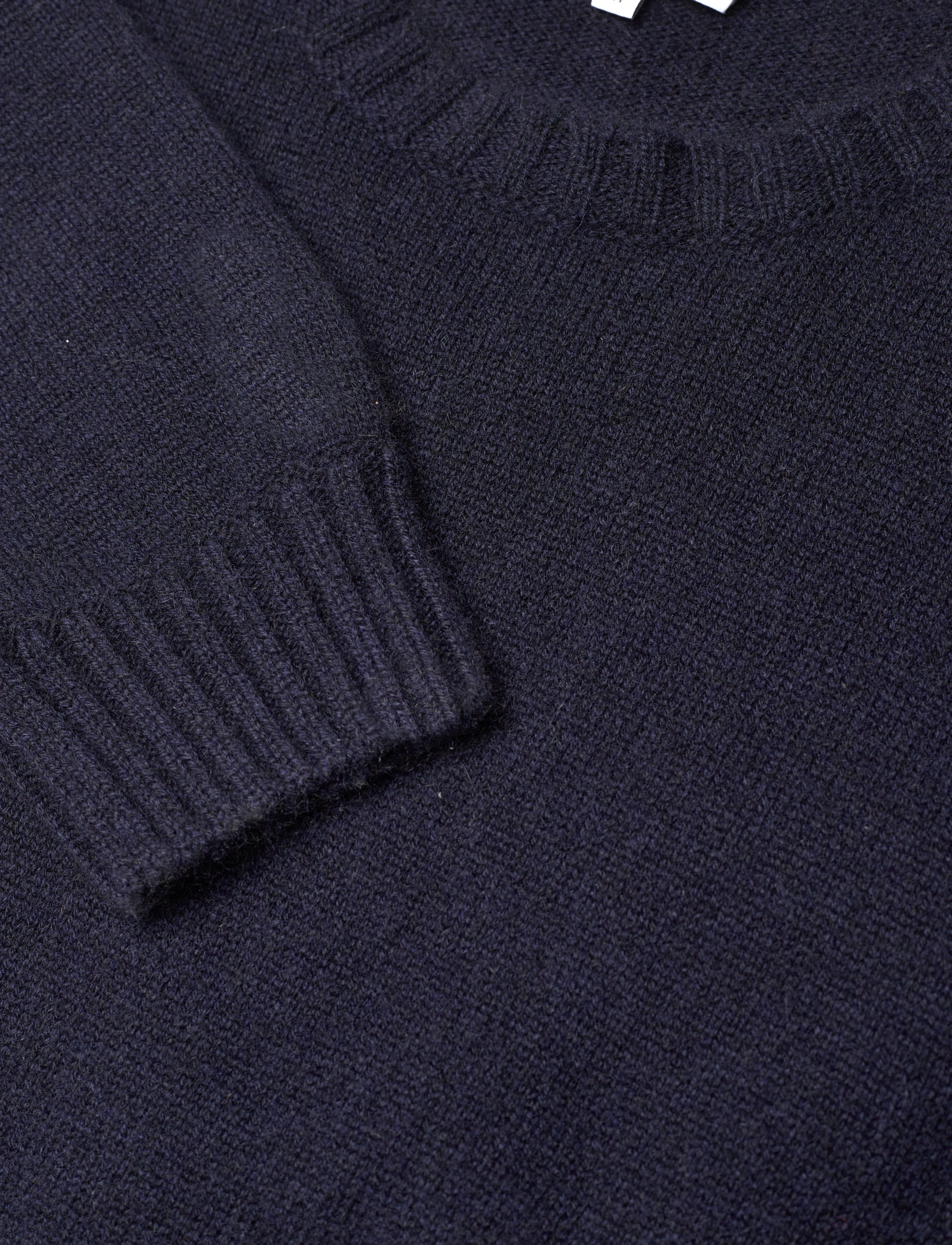 Davida Cashmere - Man Chunky O-neck Sweater - navy - 2