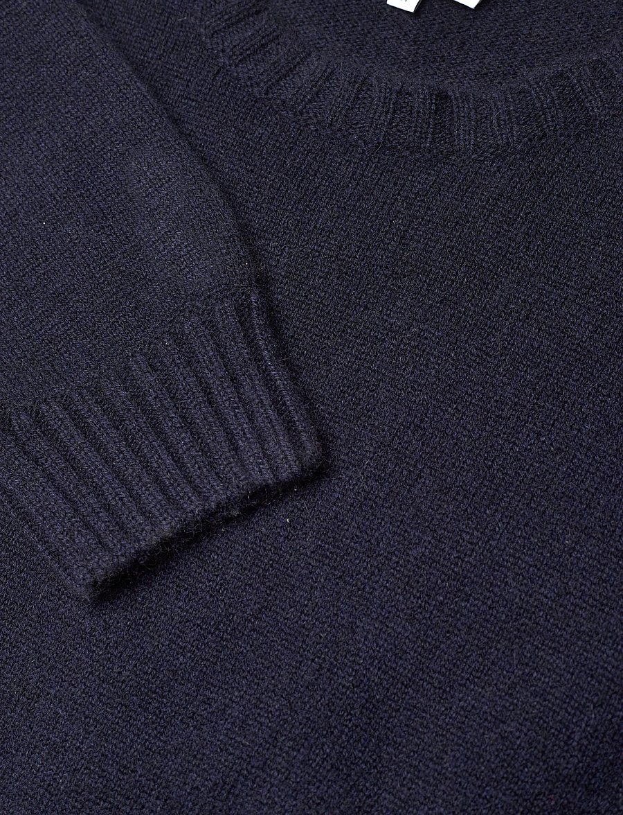 Davida Cashmere - man chunky o-neck sweater - rundhalsad - navy - 2