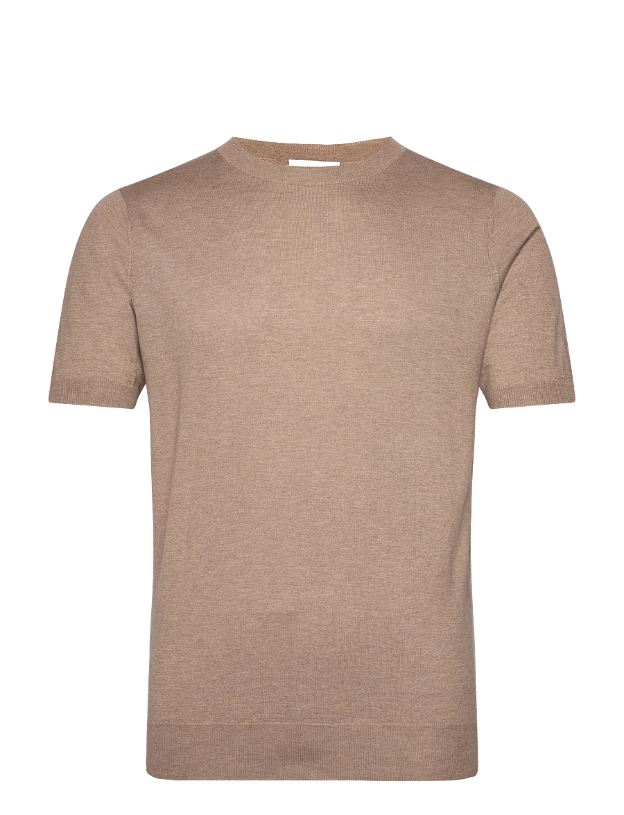 Davida Cashmere - Man Fine Knit T-shirt - lühikeste varrukatega t-särgid - mink - 1