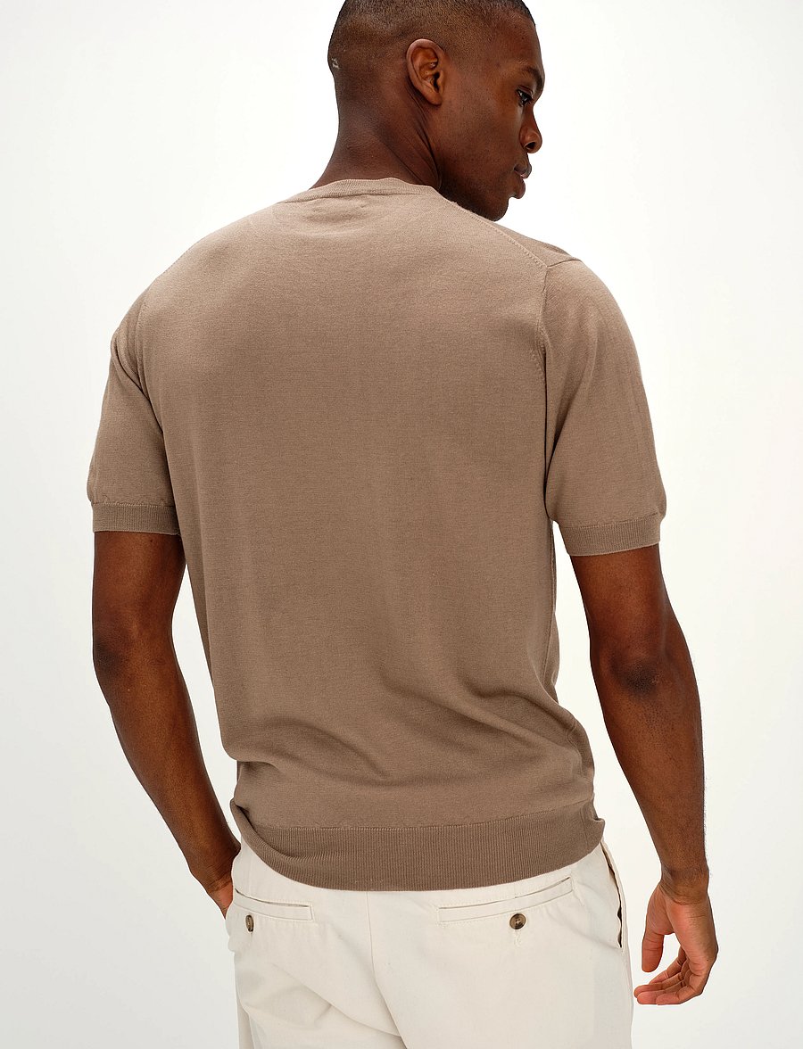 Davida Cashmere - Man Fine Knit T-shirt - lühikeste varrukatega t-särgid - mink - 3
