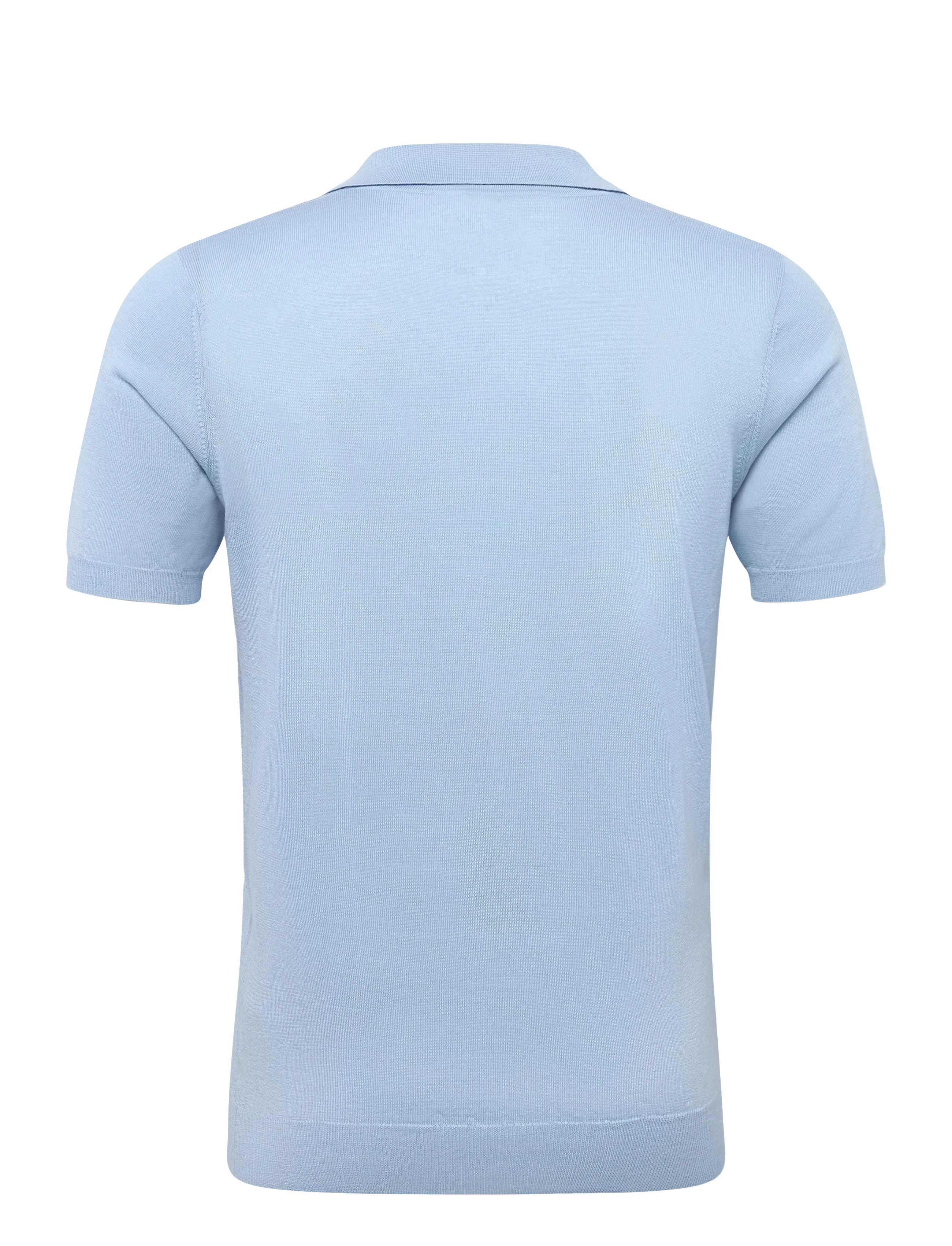 Davida Cashmere - Man Fine Knit Open Collar T-shirt - langärmlige strick-polohemden - light blue - 2