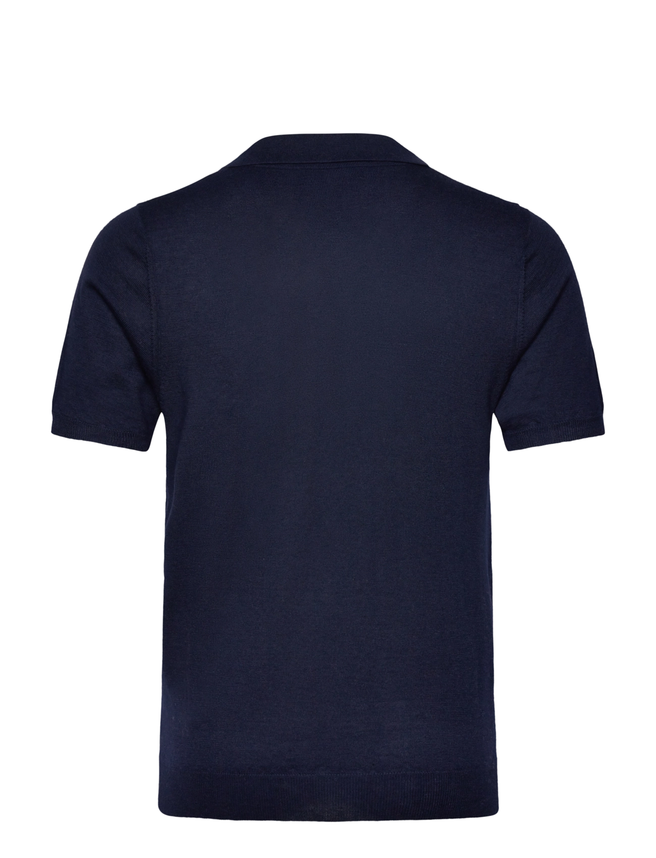 Davida Cashmere - Man Fine Knit Open Collar T-shirt - polostrik - navy - 1