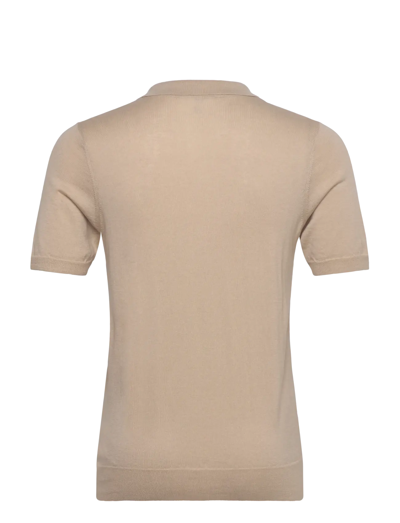 Davida Cashmere - Man Fine Knit Open Collar T-shirt - mænd - sand stone - 1