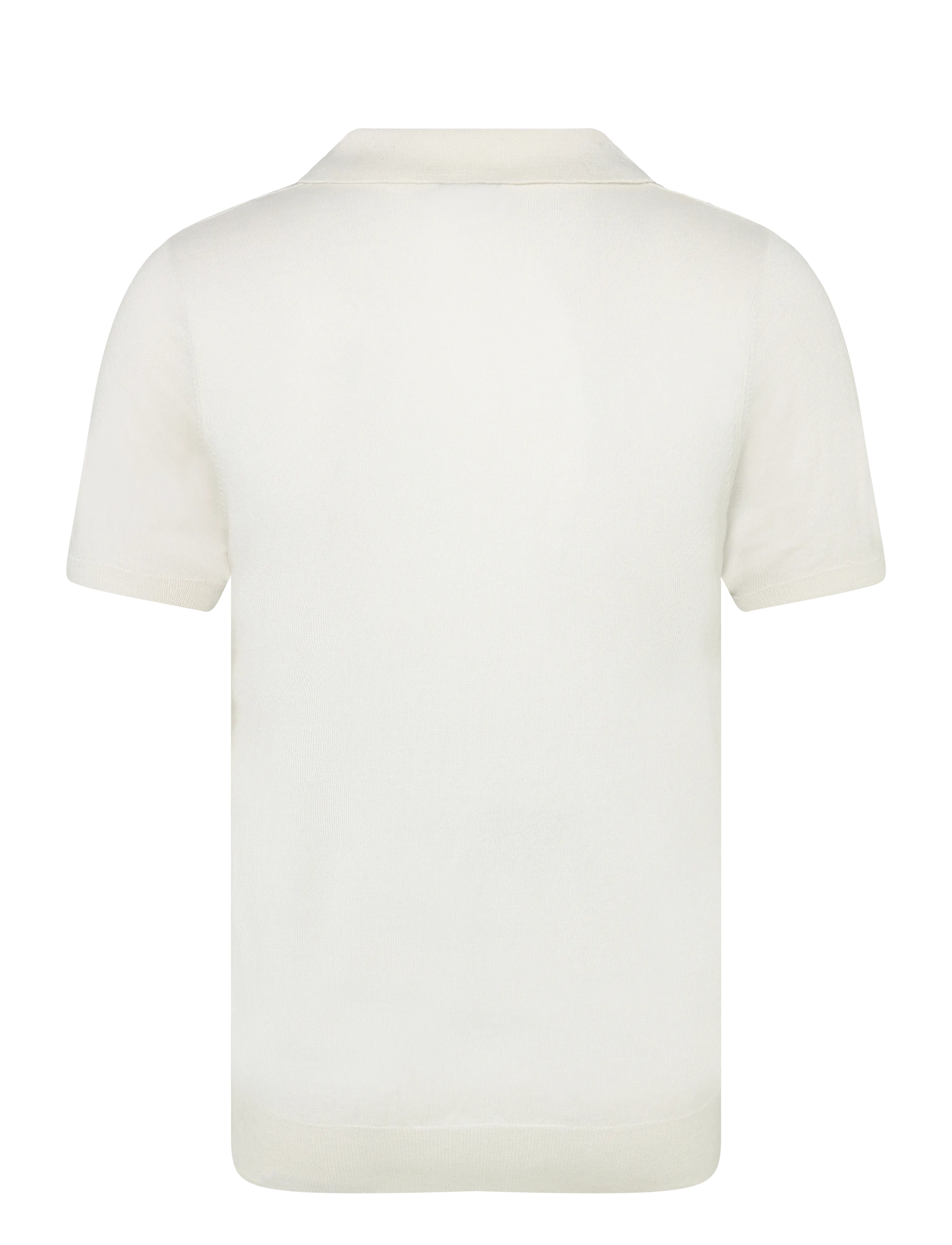 Davida Cashmere - Man Fine Knit Open Collar T-shirt - knitted polos - white - 2