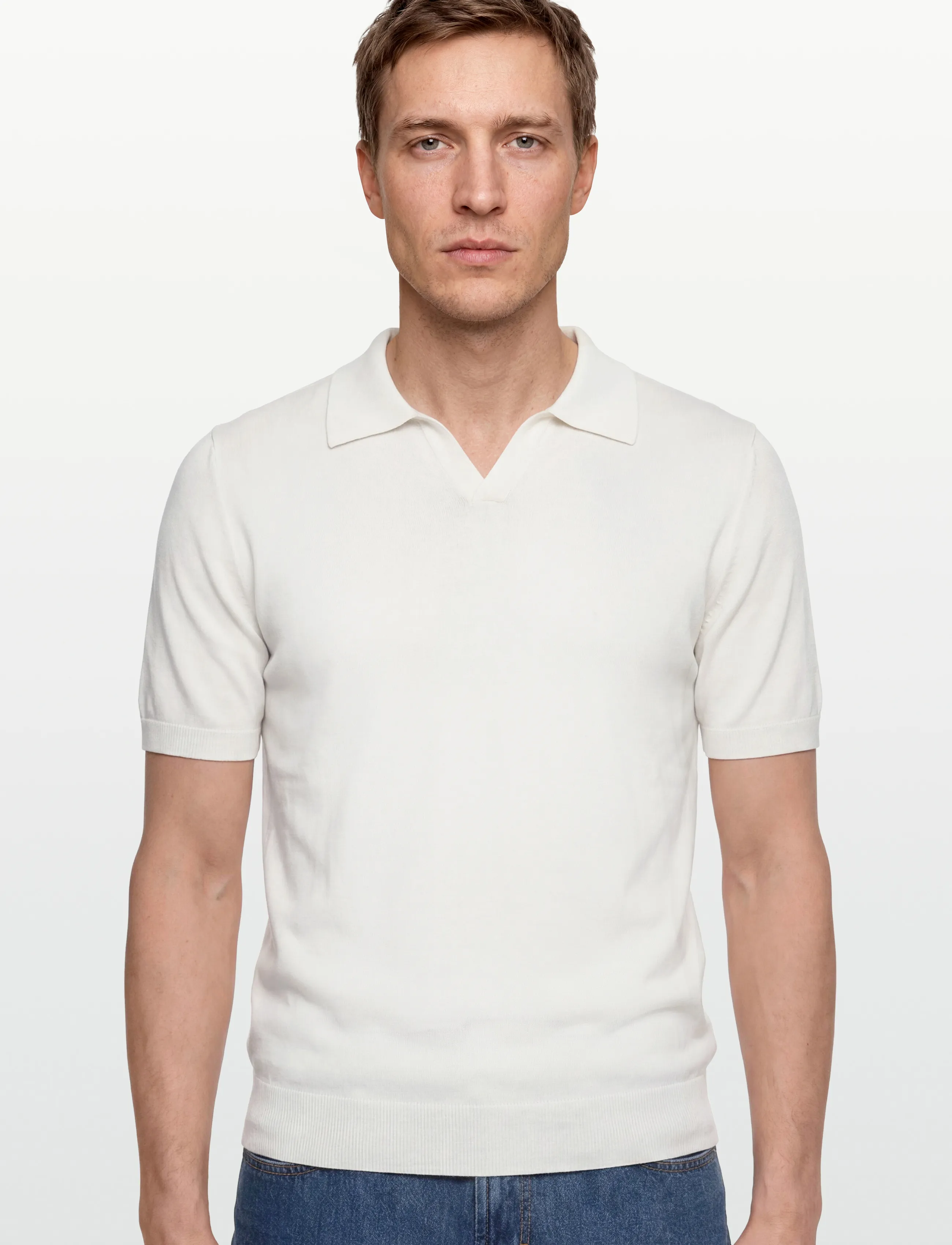 Davida Cashmere Man Fine Knit Open Collar T-Shirt herr – bild 2