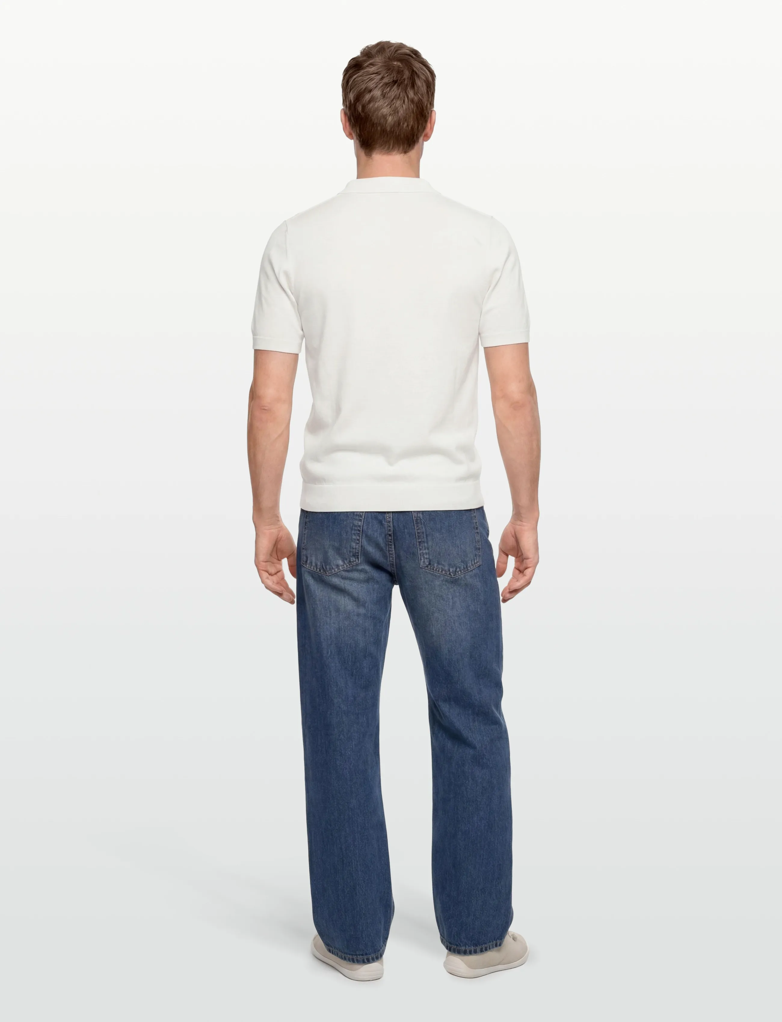 Davida Cashmere Man Fine Knit Open Collar T-Shirt herr – bild 3