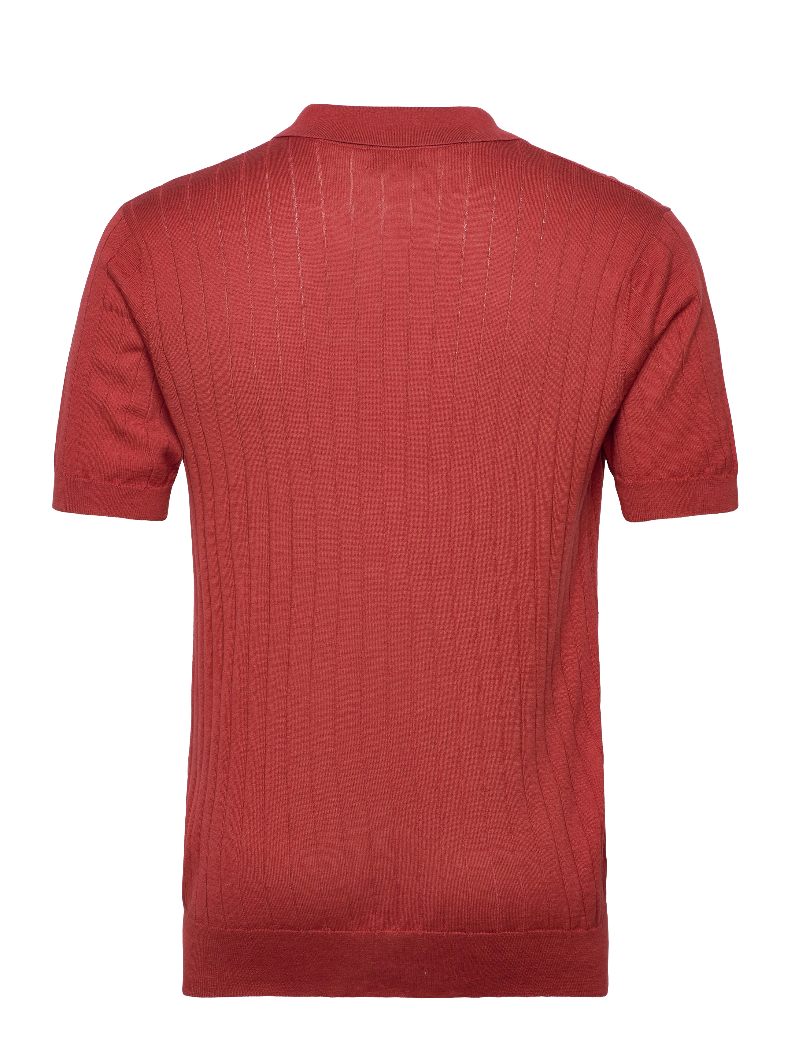 Davida Cashmere - Man Fine Knit Rib Zip T-shirt - burnt amber - 1