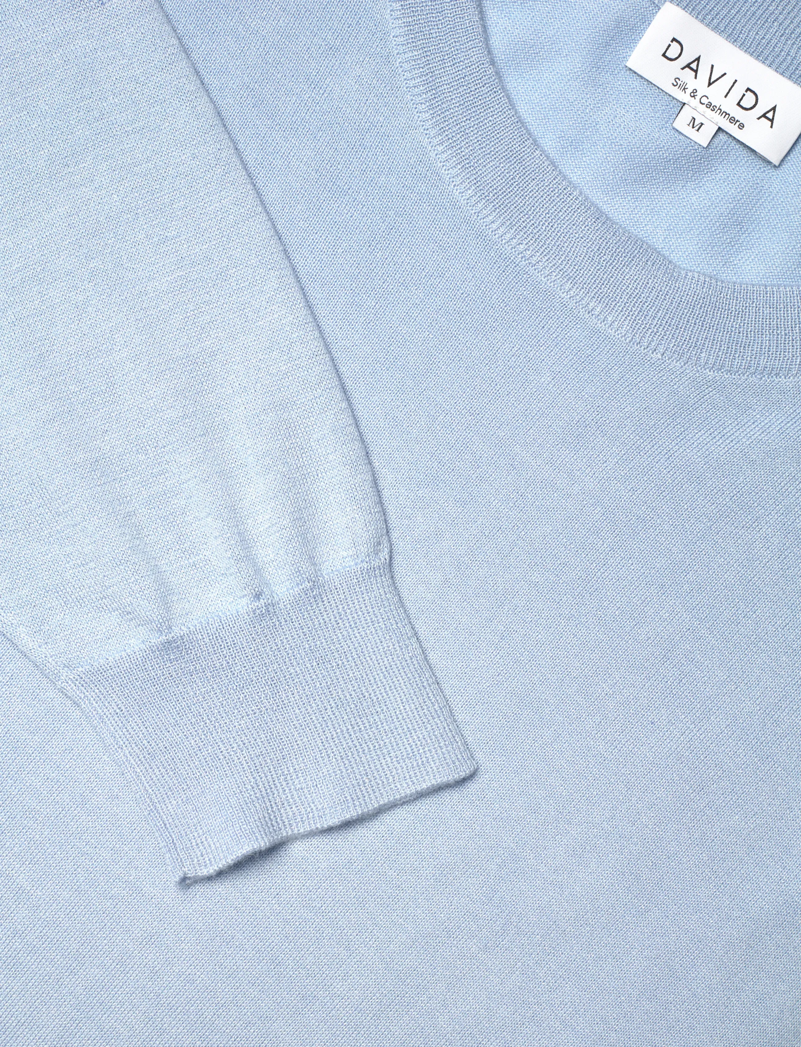 Davida Cashmere - Man Fine Knit O-neck Sweater - rund hals - blue fug - 5