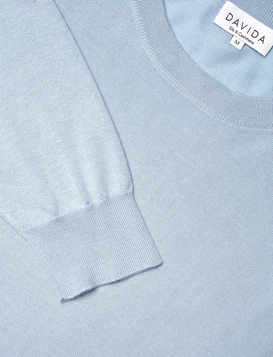 Davida Cashmere - Man Fine Knit O-neck Sweater - rund hals - blue fug - 5