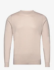 Davida Cashmere - Man Fine Knit O-neck Sweater - basic skjortor - light beige - 0