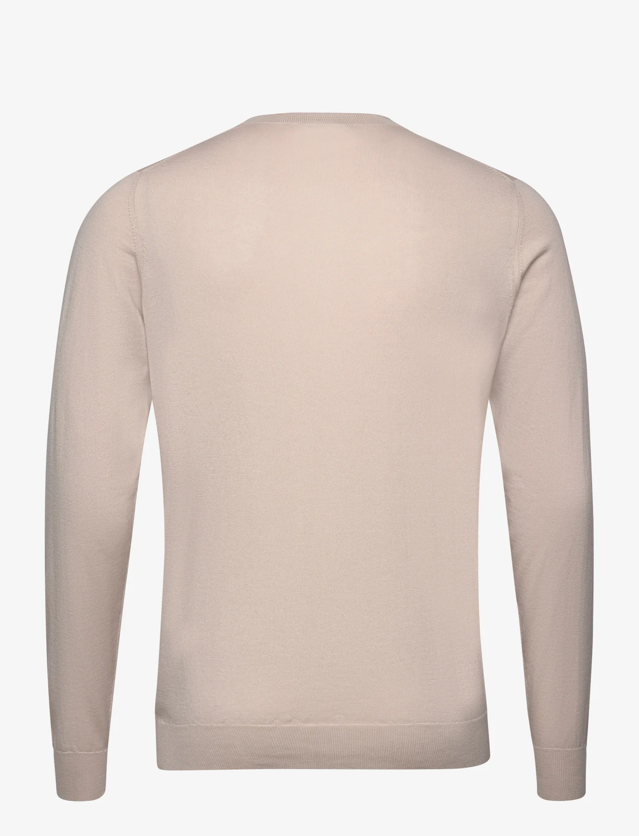 Davida Cashmere - Man Fine Knit O-neck Sweater - basic skjortor - light beige - 1