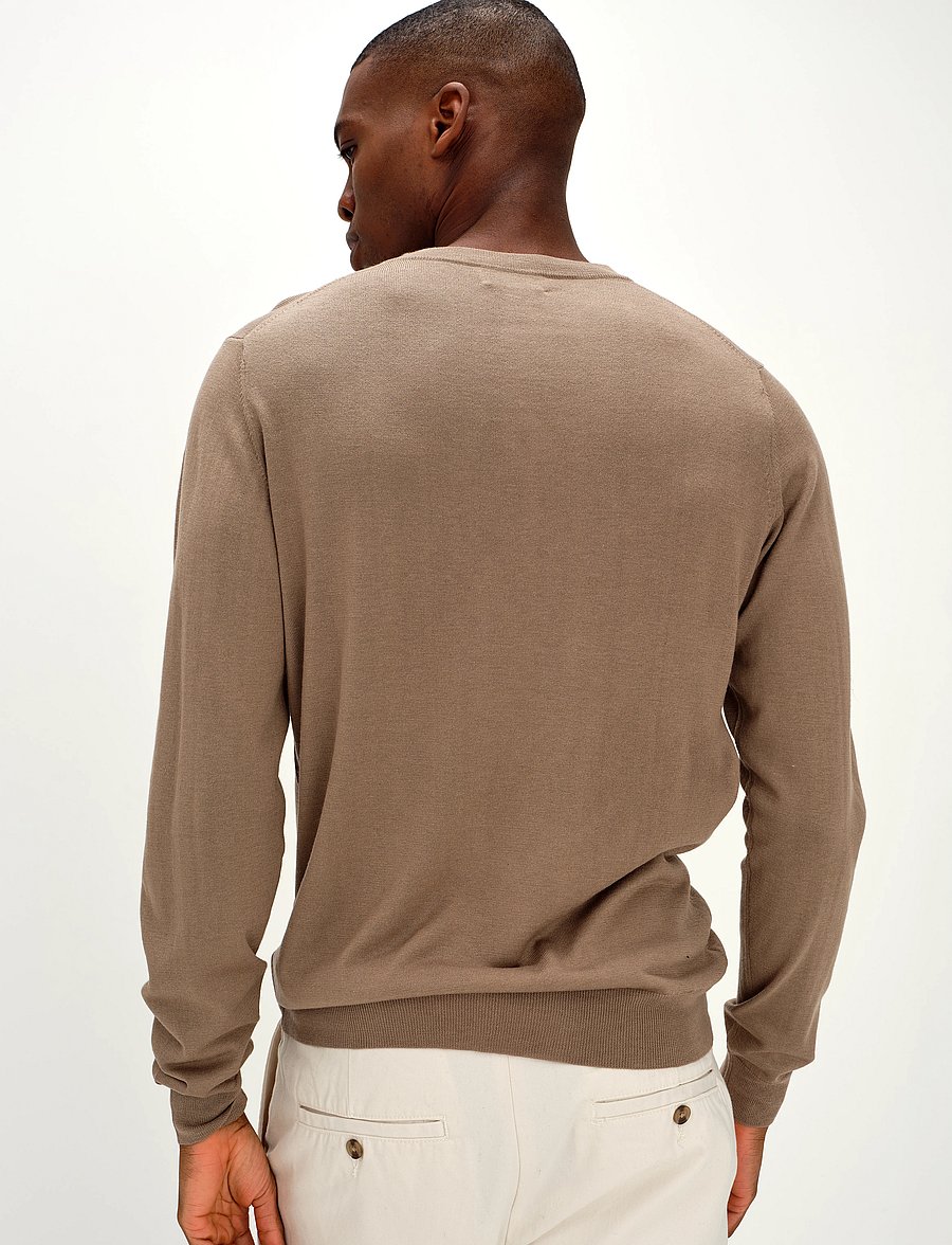 Davida Cashmere - Man Fine Knit O-neck Sweater - pulls col rond - mink - 3