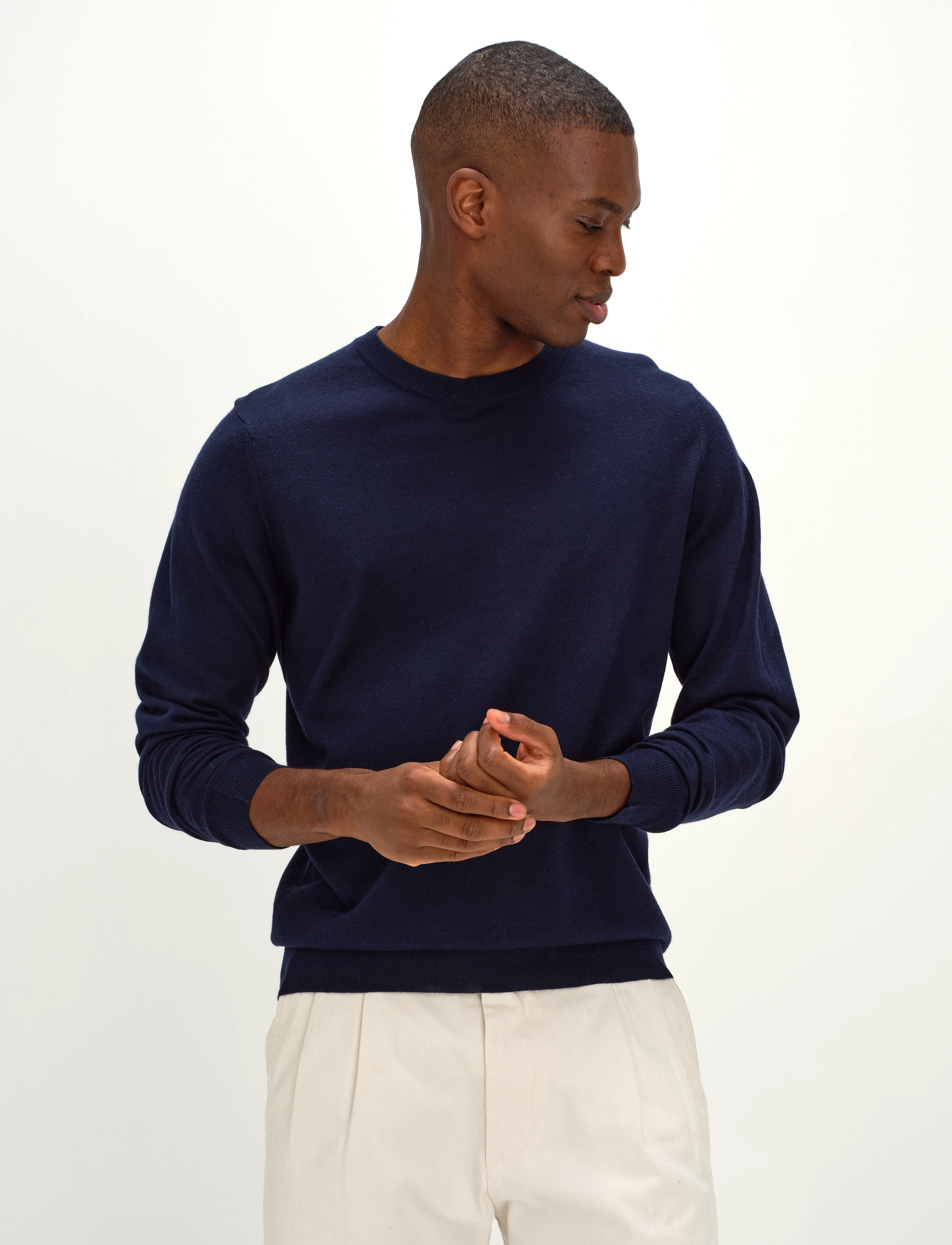 Davida Cashmere Man Fine Knit O-neck sweater - Shop efter anledning - NAVY / navy