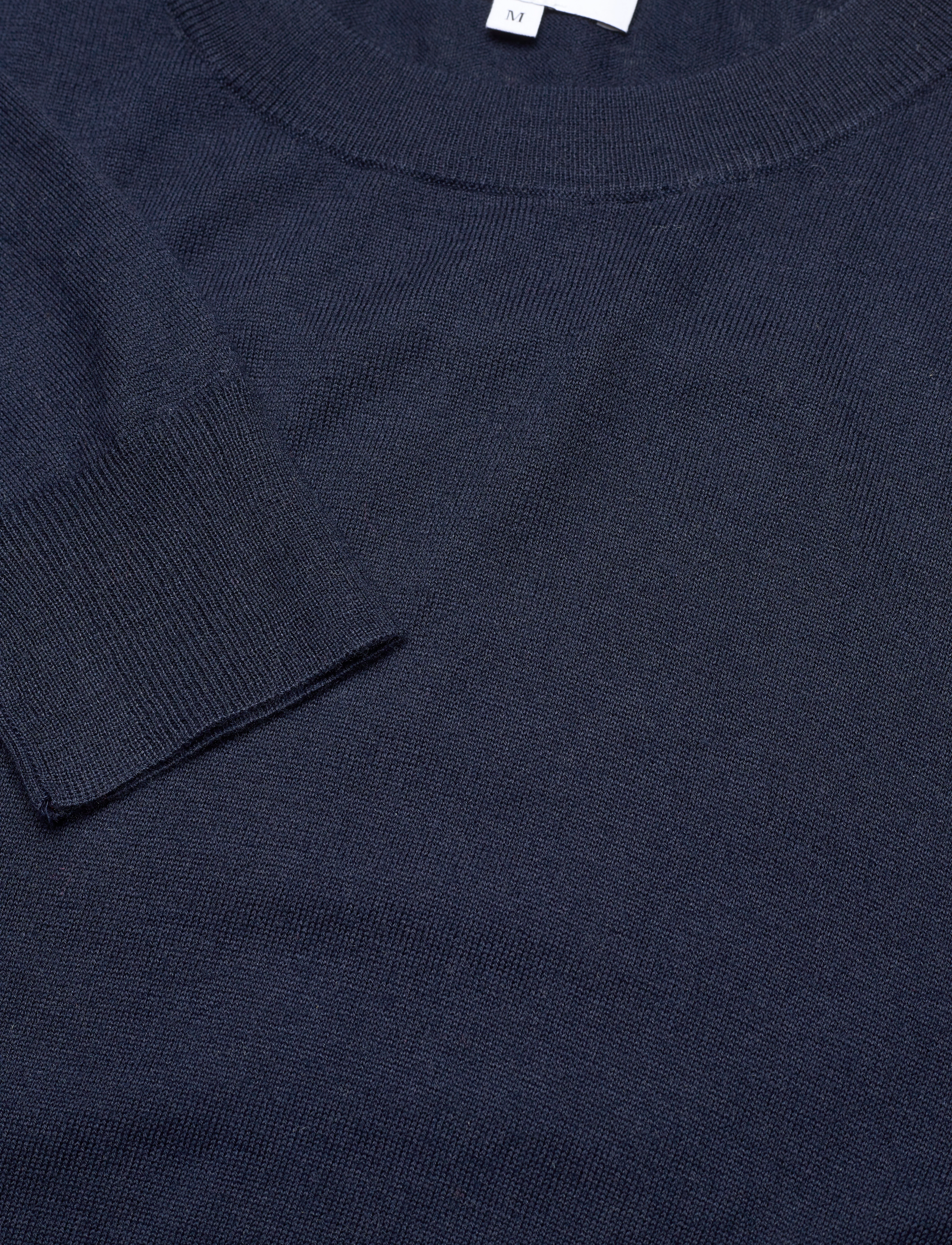 Davida Cashmere - Man Fine Knit O-neck sweater - prjónaðir kragar - navy - 4