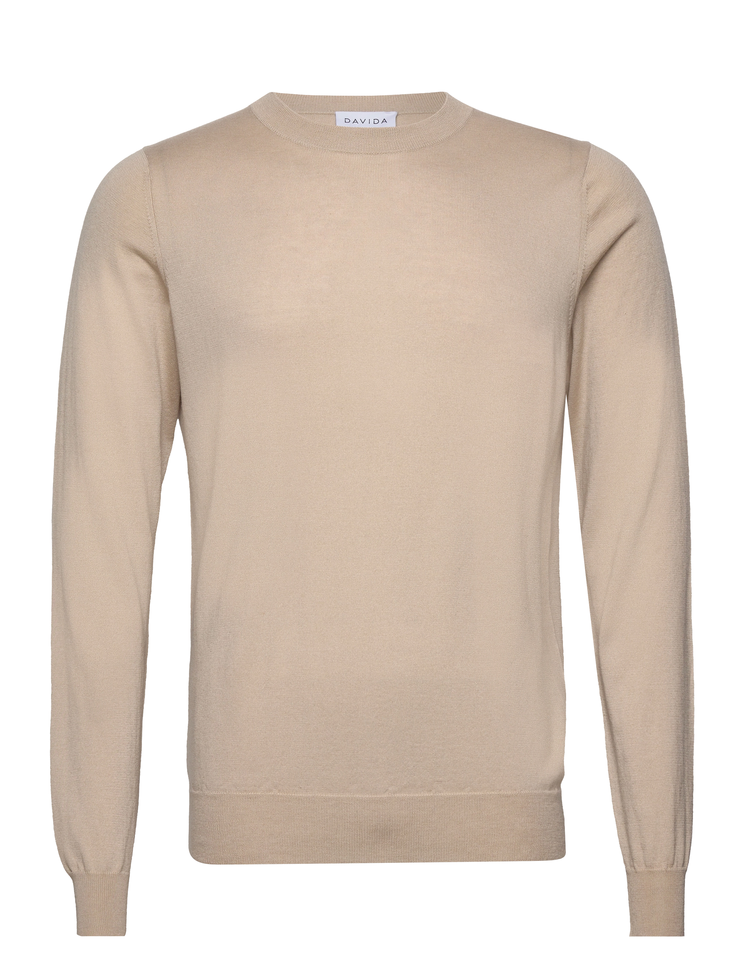Davida Cashmere Man Fine Knit O-Neck Sweater, XL, Knitwear, Beige - Round Necks, Männerswear