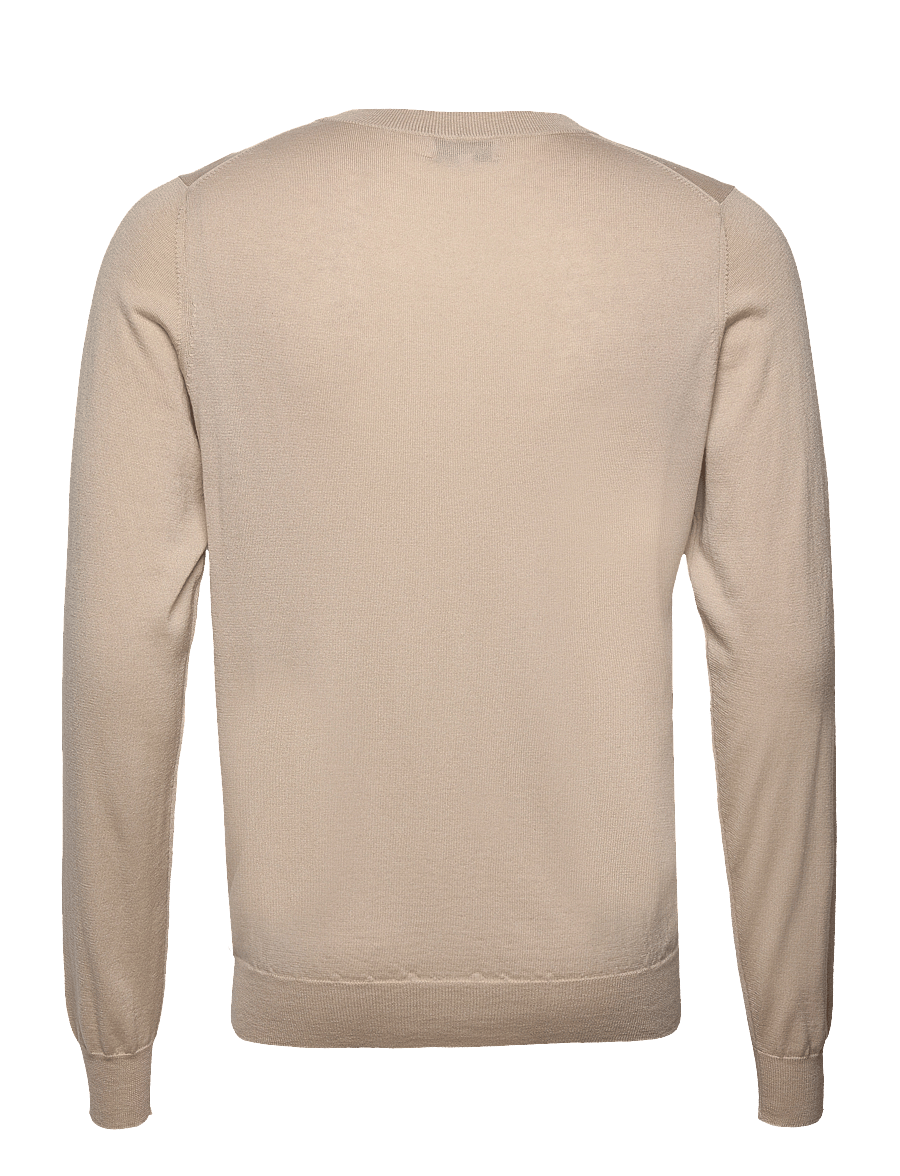 Davida Cashmere - Man Fine Knit O-neck Sweater - rund hals - sand stone - 1