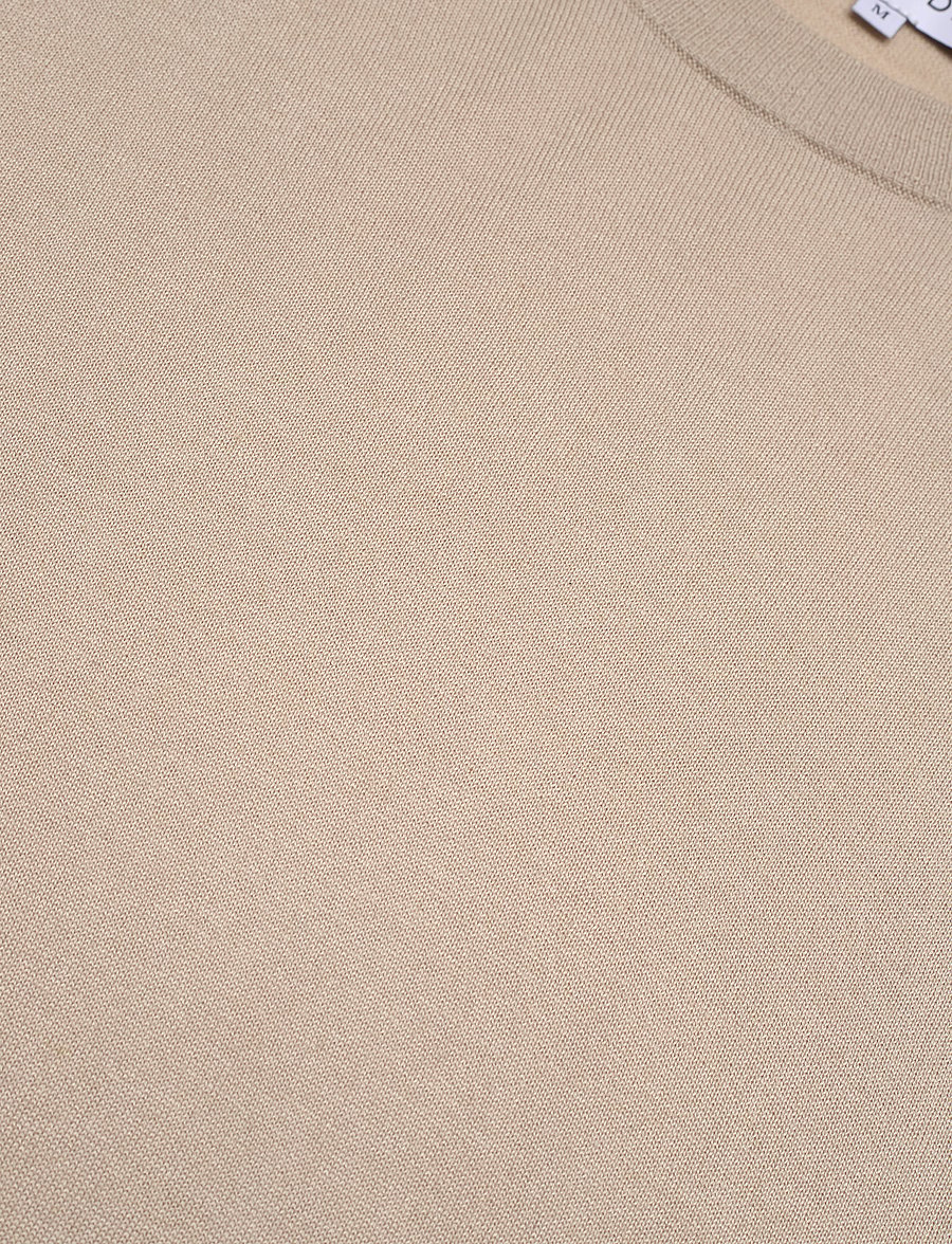 Davida Cashmere - Man Fine Knit O-neck Sweater - rund hals - sand stone - 2