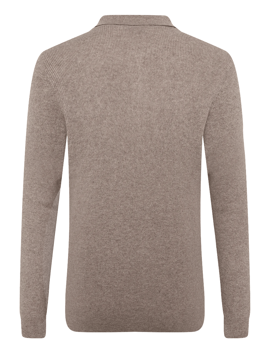 Davida Cashmere - man half zip rib sweater - pikkade varrukatega polod - mink - 1