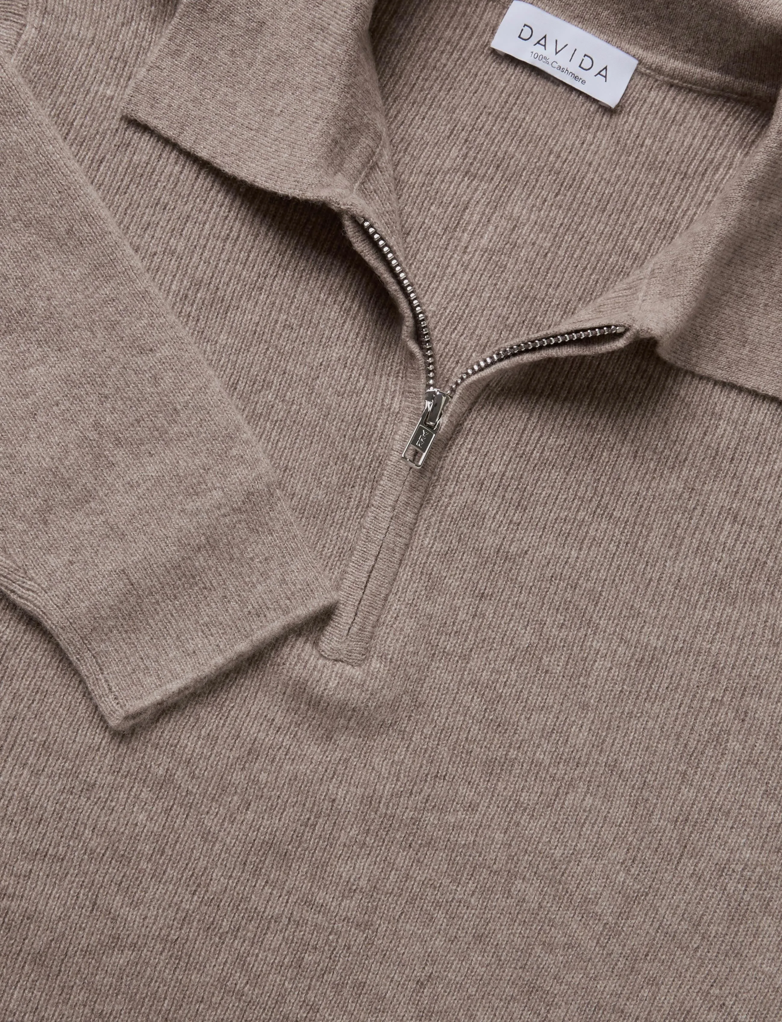 Davida Cashmere - man half zip rib sweater - pikkade varrukatega polod - mink - 2
