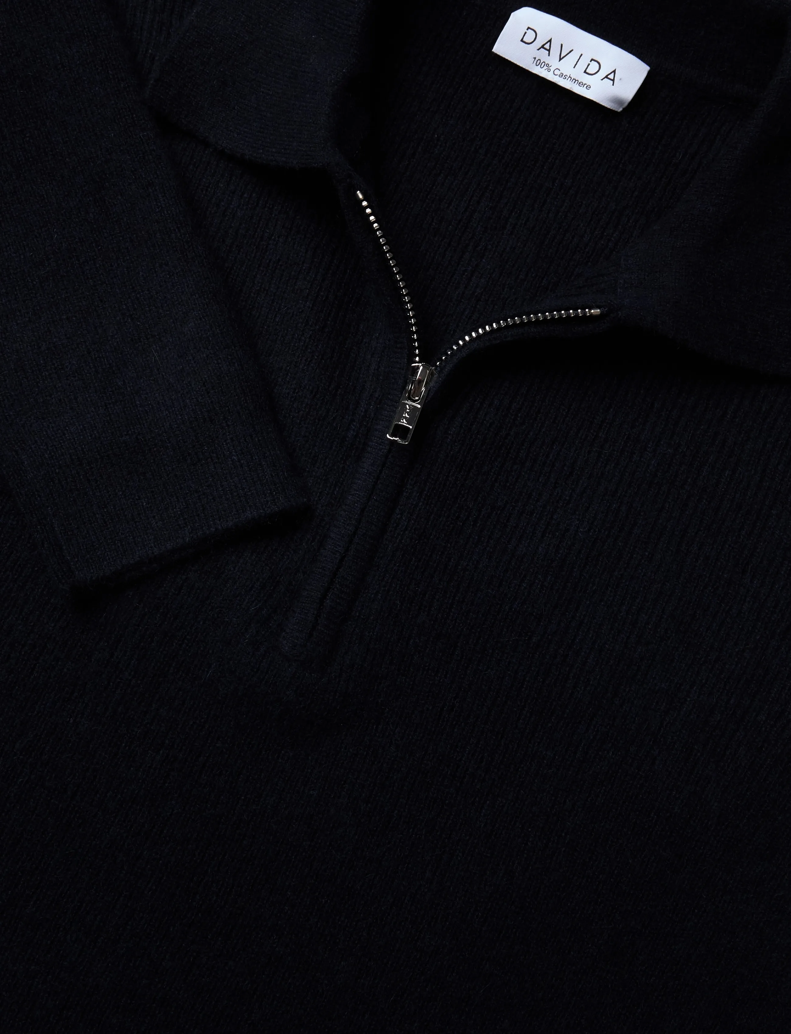 Davida Cashmere - man half zip rib sweater - navy - 2